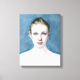 若い女の子の水彩画の絵画キャンバスのポートレート キャンバスプリント