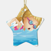 若い女の子の水泳 セラミックオーナメント (左)