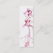 若い女の子の美しいファッション赤ピンク、明るい赤紫色白 スキニー名刺 (裏面)