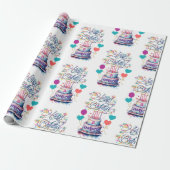 若い女の子の誕生日名前を追加エージケかわいらしーキ ラッピングペーパー (アンロールド)
