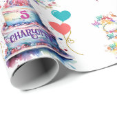 若い女の子の誕生日名前を追加エージケかわいらしーキ ラッピングペーパー (ロールコーナー)