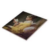 若い女の子の読書、c.1776 タイル (側面)