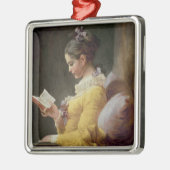 若い女の子の読書、c.1776 メタルオーナメント (左)