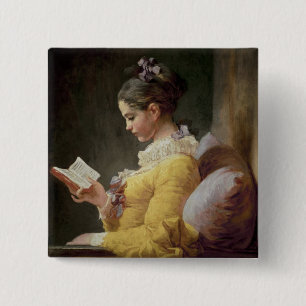 若い女の子の読書、c.1776 缶バッジ