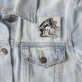 若い女の子を攻撃しているGevaudanの獣 缶バッジ (インサイチュ)