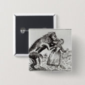 若い女の子を攻撃しているGevaudanの獣 缶バッジ (正面&裏面)