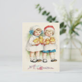 若い女の子ダックイースターシック シーズンポストカード (スタンド正面)