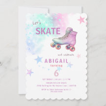 若い女の子ローラースケートで滑る誕生日パーティー