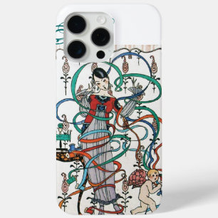 若い女の子,カラフルリボン渦巻き,キューピッド iPhone 15 PRO MAXケース