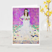 若い女の子，グスタフクリムト カード (黄色い花)