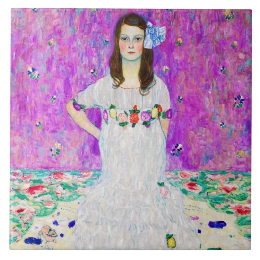 若い女の子，グスタフクリムト タイル (正面)