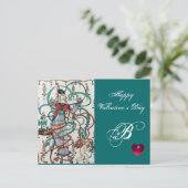 若い女の子，リカラフルボン渦巻き，かわいいバレンタイン シーズンポストカード (スタンド正面)