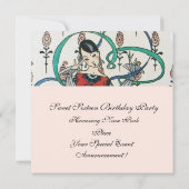 若い女の子，リボカラフルンズスウィート16パーティーオレンジ 招待状 (裏面)