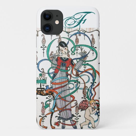 若い女の子，リボンカラフル渦巻き，キューピッドモノグラム Case-Mate iPhoneケース (裏面)
