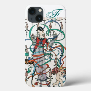 若い女の子,リボンカラフル渦巻き,キューピッドモノグラム iPhone 13ケース