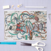 若い女の子，リボンカラフル渦巻き，キューピッド誕生日 薄葉紙 (クラフト)