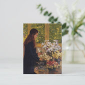 若い女の子、花の花瓶by Theo Rysselberghe ポストカード (スタンド正面)