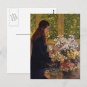 若い女の子、花の花瓶by Theo Rysselberghe ポストカード (正面/裏面)