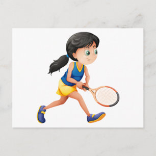 若い女子プレー遊ヤーのテニス ポストカード