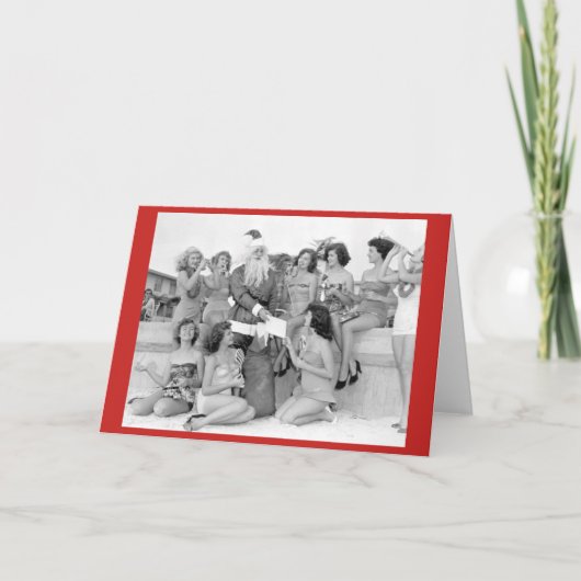 若い女性がビーチ シーズンカード (正面)