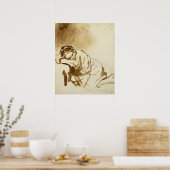 若い女性が眠るc.1654 ポスター (キッチン)