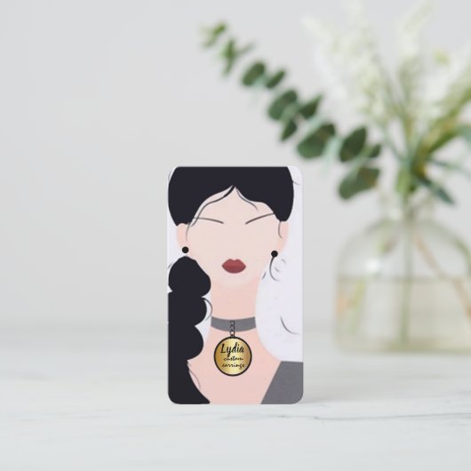 若い女性のイヤーカード 名刺 (スタンド正面)