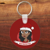 若い女性のクリスマス漫画 キーホルダー (正面)