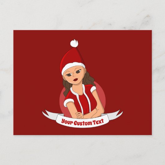 若い女性のクリスマス漫画 ポストカード (正面)