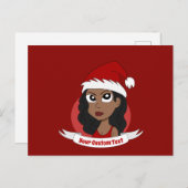 若い女性のクリスマス漫画 ポストカード (正面/裏面)