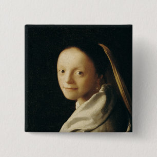若い女性のポートレート、c.1663-65 缶バッジ