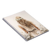 若い女性の水色のデイジー場 ノートブック (右側)