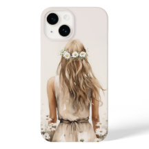 若い女性の水色のデイジー場