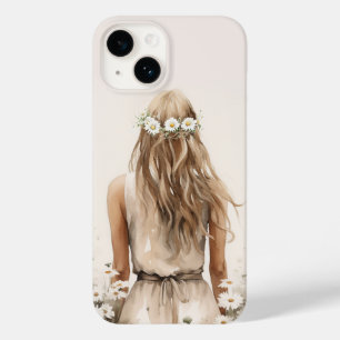 若い女性の水色のデイジー場 Case-Mate iPhone 14ケース