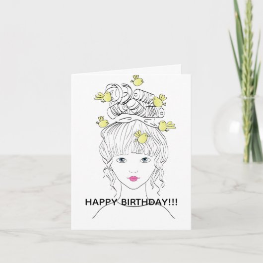 若い女性の誕生日カード サンキューカード (正面)