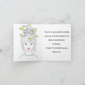 若い女性の誕生日カード サンキューカード (内部)