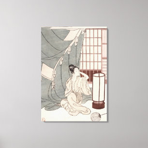 若い女性は蚊帳にひざまずき， 1766 キャンバスプリント