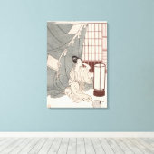 若い女性は蚊帳にひざまずき， 1766 キャンバスプリント (インサイチュ (ウッドフロア))