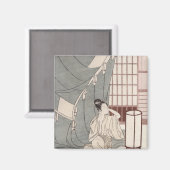 若い女性は蚊帳にひざまずき， 1766 マグネット (正面/裏面)