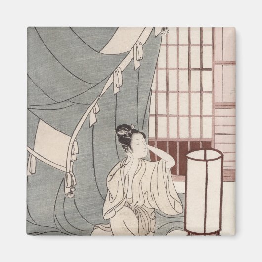 若い女性は蚊帳にひざまずき， 1766 マグネット (正面)