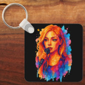 若い女性歌手のアルコールポートレート|過去記事 キーホルダー (正面)