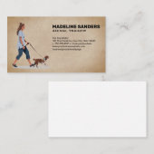 若い女性歩くビーグルドッグ 名刺 (正面/裏面)