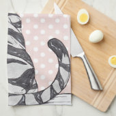 若い女性猫02 キッチンタオル (四つ折り)