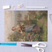 若い女性編み物バイダニエルリッジウェイナイト 薄葉紙 (クラフト)