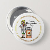 若い女性薬剤師ボタン 缶バッジ (正面&裏面)
