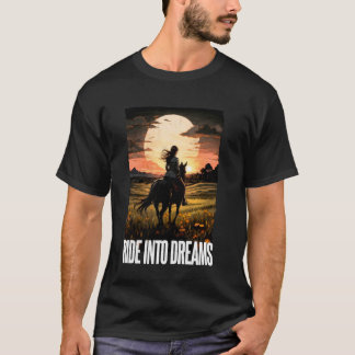 若い女性騎手と馬 夢に向かって騎乗 Tシャツ