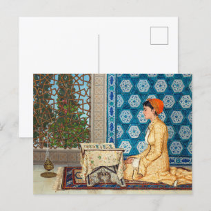 若い女読性 Osman Hamdi Bey ポストカード