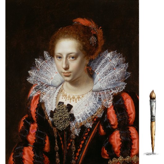 若い婦人のポートレート（1620年）、Paulus Moreelse 薄葉紙