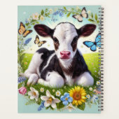 若い子牛とフローラリースと蝶 プランナー手帳 (裏面)