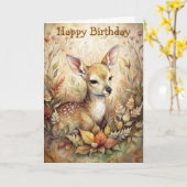 若い子鹿 カード (黄色い花)