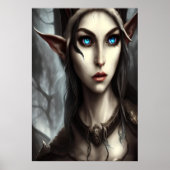 若い小妖精や小人の女性の青目 | AIアートポスター ポスター (正面)